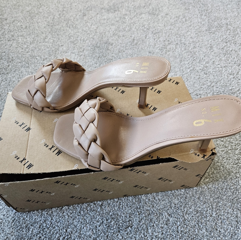 Mix No. 6 braided wide strap heel sandals, 8.5, nude - Picture 4 of 7
